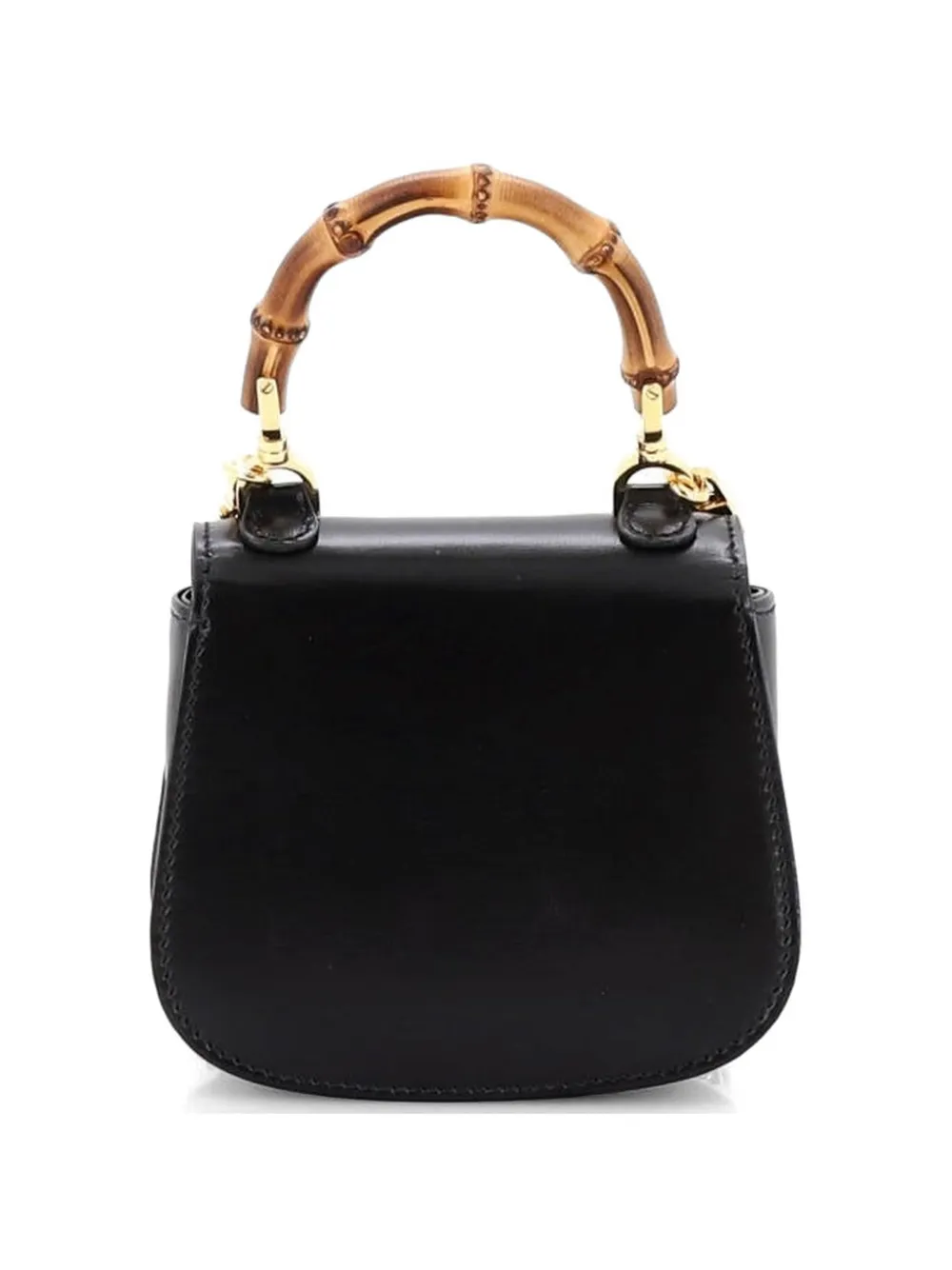 Gucci Pre-owned Bamboo 1947 Top Handle Bag Leather Super Mini Crossbody Bag in Black, view 2
