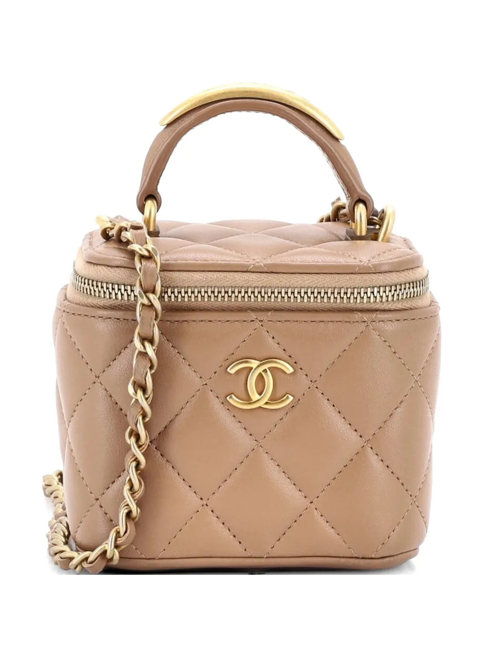 CHANEL Pre-Owned Classic Top Handle Vanity Case with Chain Quilted Lambskin Mini crossbody bag - Toni neutri