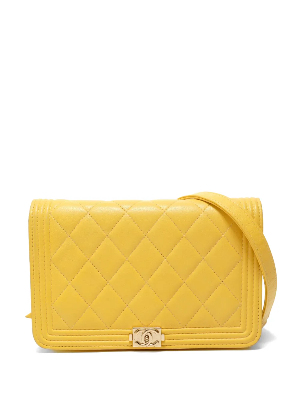 CHANEL Pre-Owned 2018-2019 Le Boy quilted shoulder bag - Giallo