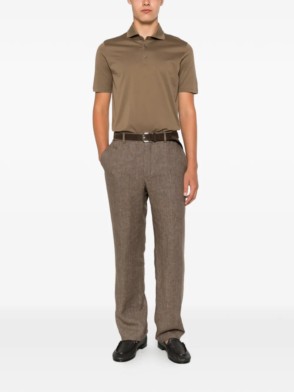 Incotex Broek met elastische tailleband Bruin