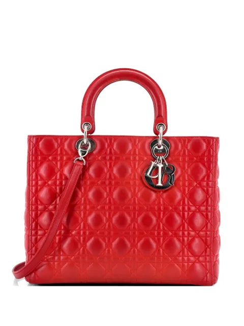 Christian Dior Pre-Owned Lady Dior Bag Cannage Quilt Lambskin Large tote bag