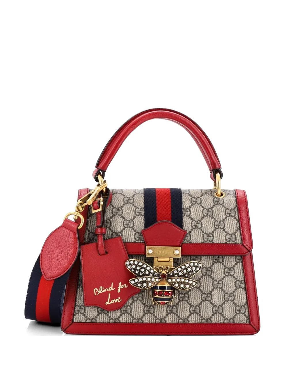 Gucci Pre-Owned Queen Margaret Top Handle Bag GG Coated Canvas with Leather Small satchel - Rosso