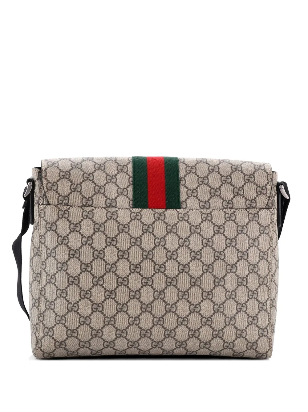 Gucci Pre-Owned Web Flap Messenger Bag GG Coated Canvas Medium crossbody bag - Marrone