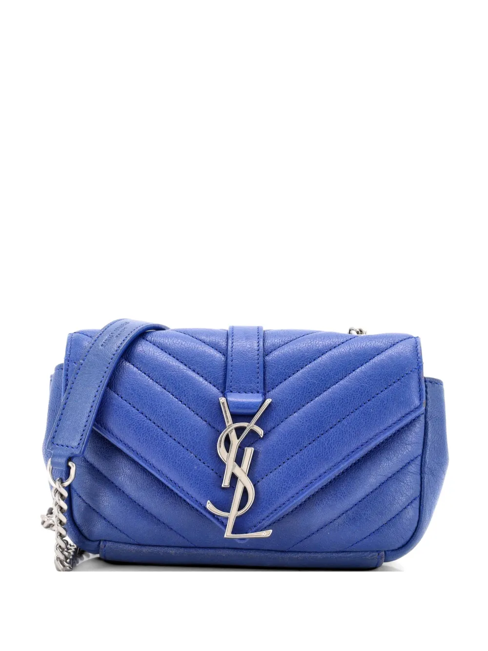 Saint Laurent Pre-Owned Classic Monogram Matelasse Chevron Leather Baby crossbody bag - Blau