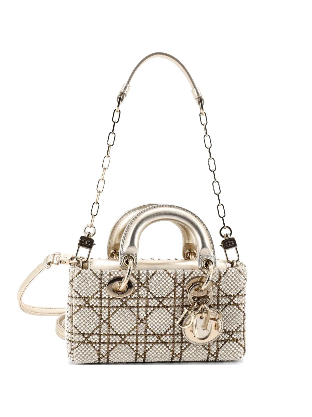 Christian Dior Pre-Owned Lady D-Joy Cannage Micro-Satchel - Nude