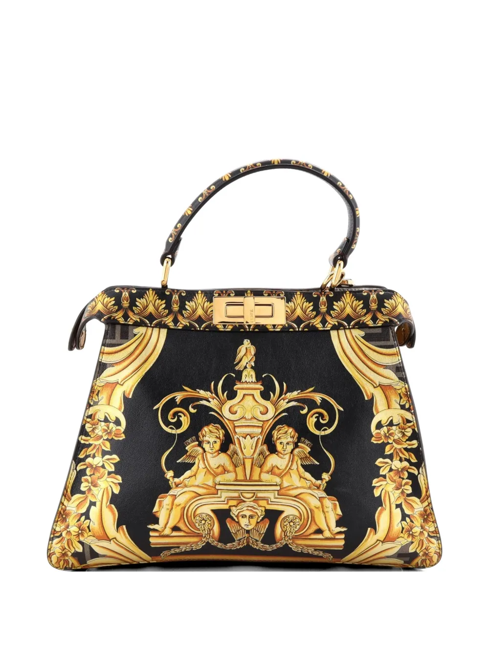  Fendi Pre-owned Bolso Satchel Fendace Iseeu Peekaboo Mediano De Piel Laminada Estampado De Fendi Pre-owned X Versace - Marrón 