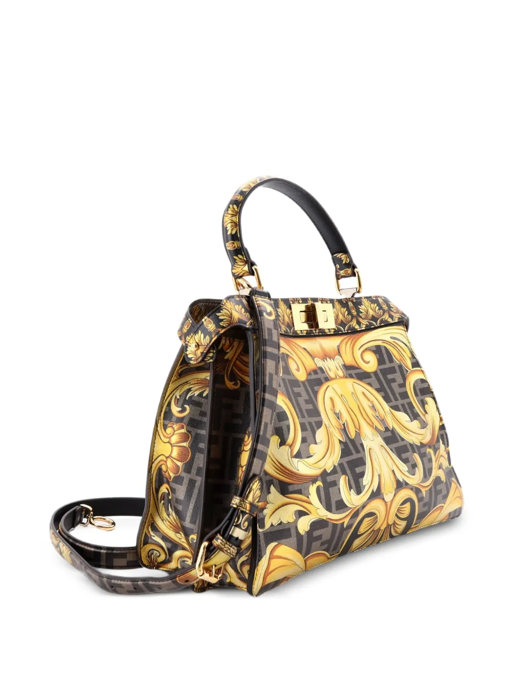  Fendi Pre-owned Bolso Satchel Fendace Iseeu Peekaboo Mediano De Piel Laminada Estampado De Fendi Pre-owned X Versace - Marrón 