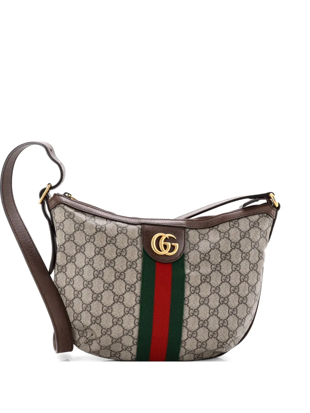 Gucci Pre-Owned Ophidia Half Moon Hobo GG Coated Canvas Small crossbody bag - Marrone
