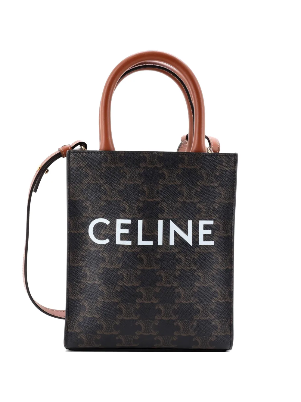 Celine Pre-Owned Vertical Cabas Tote Triomphe Coated Canvas Mini satchel - Marrone