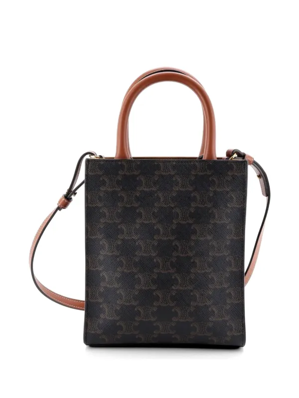Celine Pre-Owned Vertical Cabas Tote Triomphe Coated Canvas Mini