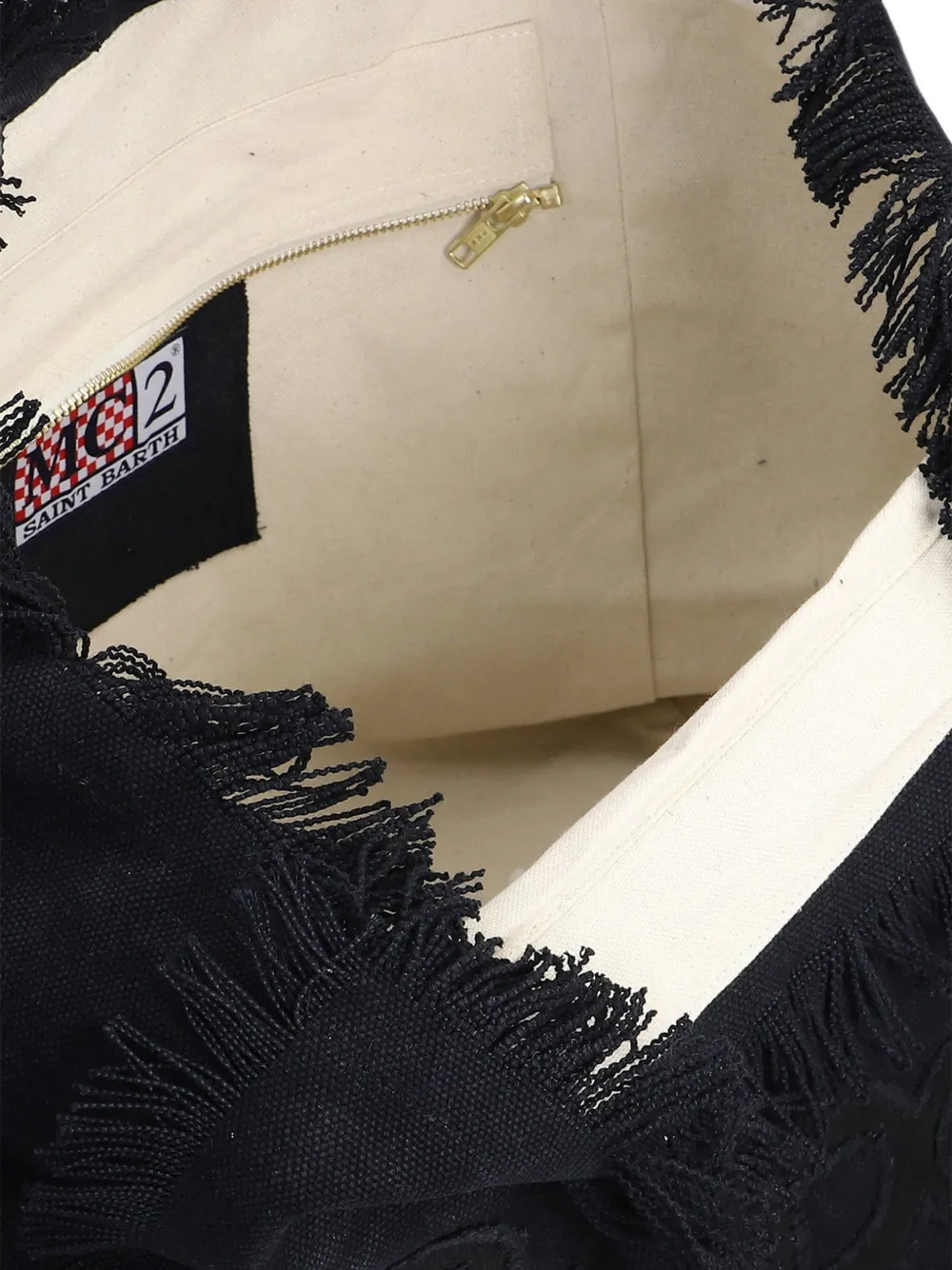 MC2 Saint Barth Colette fringed logo-embroidered shoulder bag Zwart
