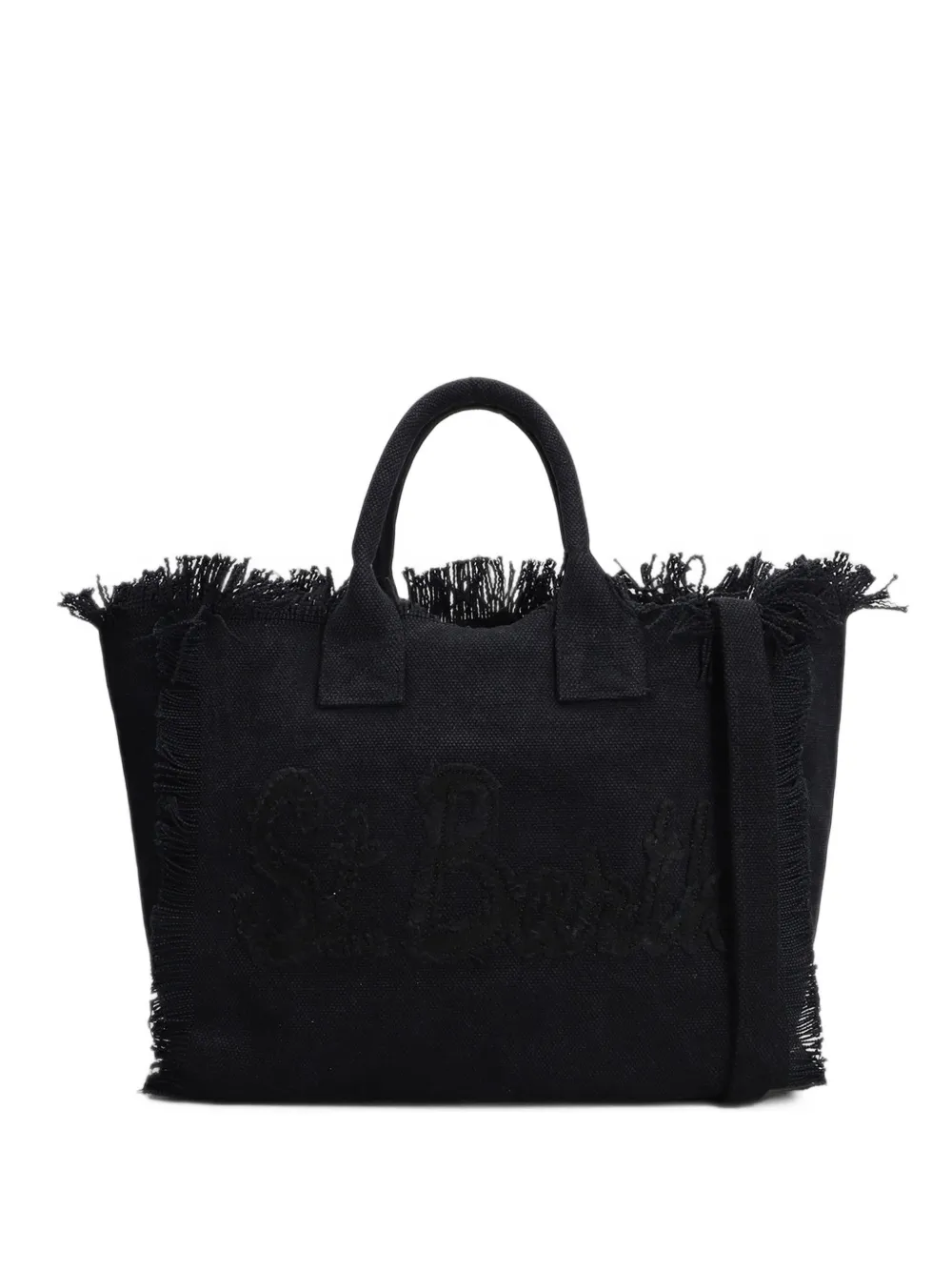 MC2 Saint Barth Colette fringed logo-embroidered shoulder bag Zwart