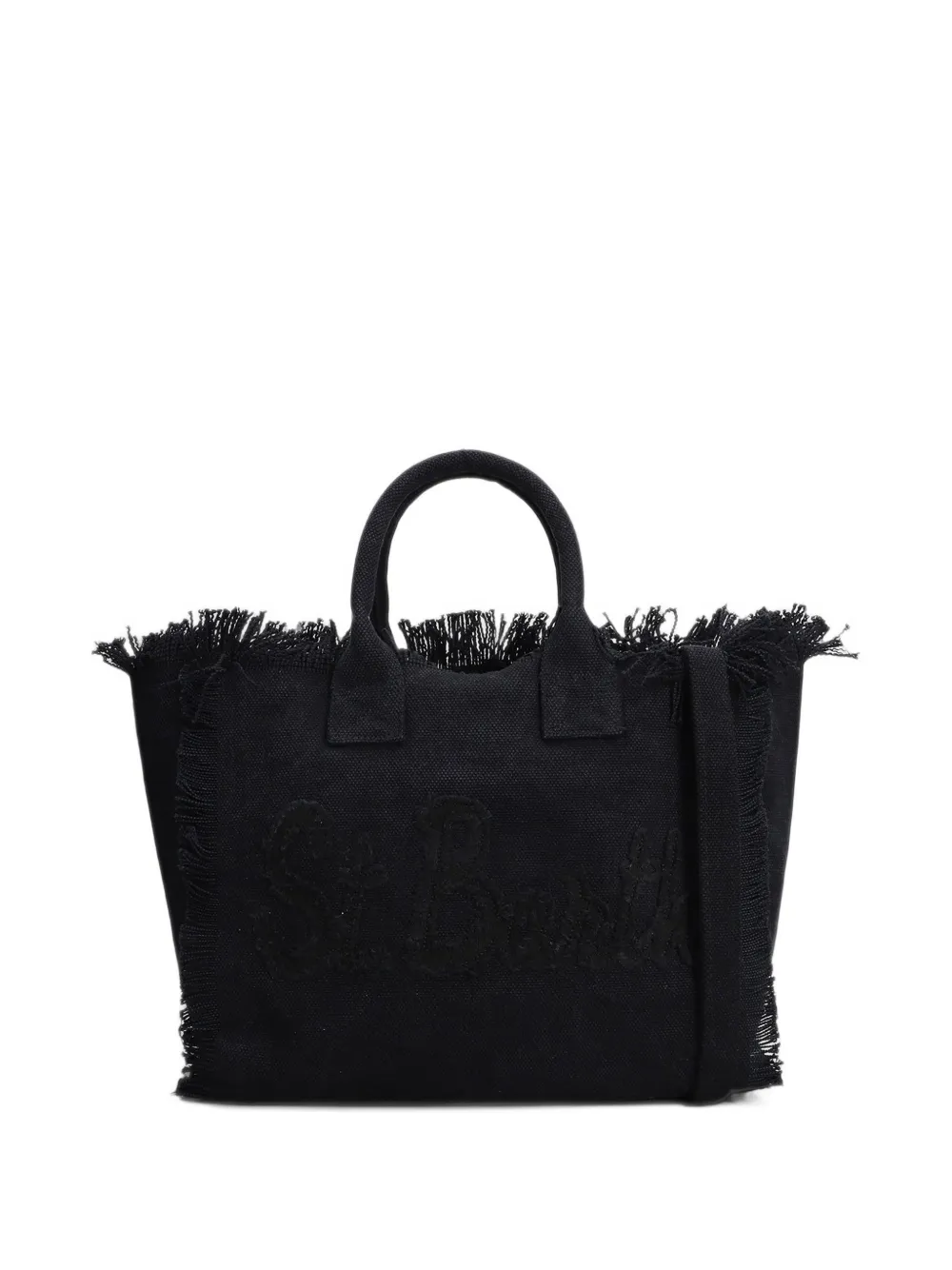 MC2 Saint Barth Colette fringed logo-embroidered shoulder bag Zwart
