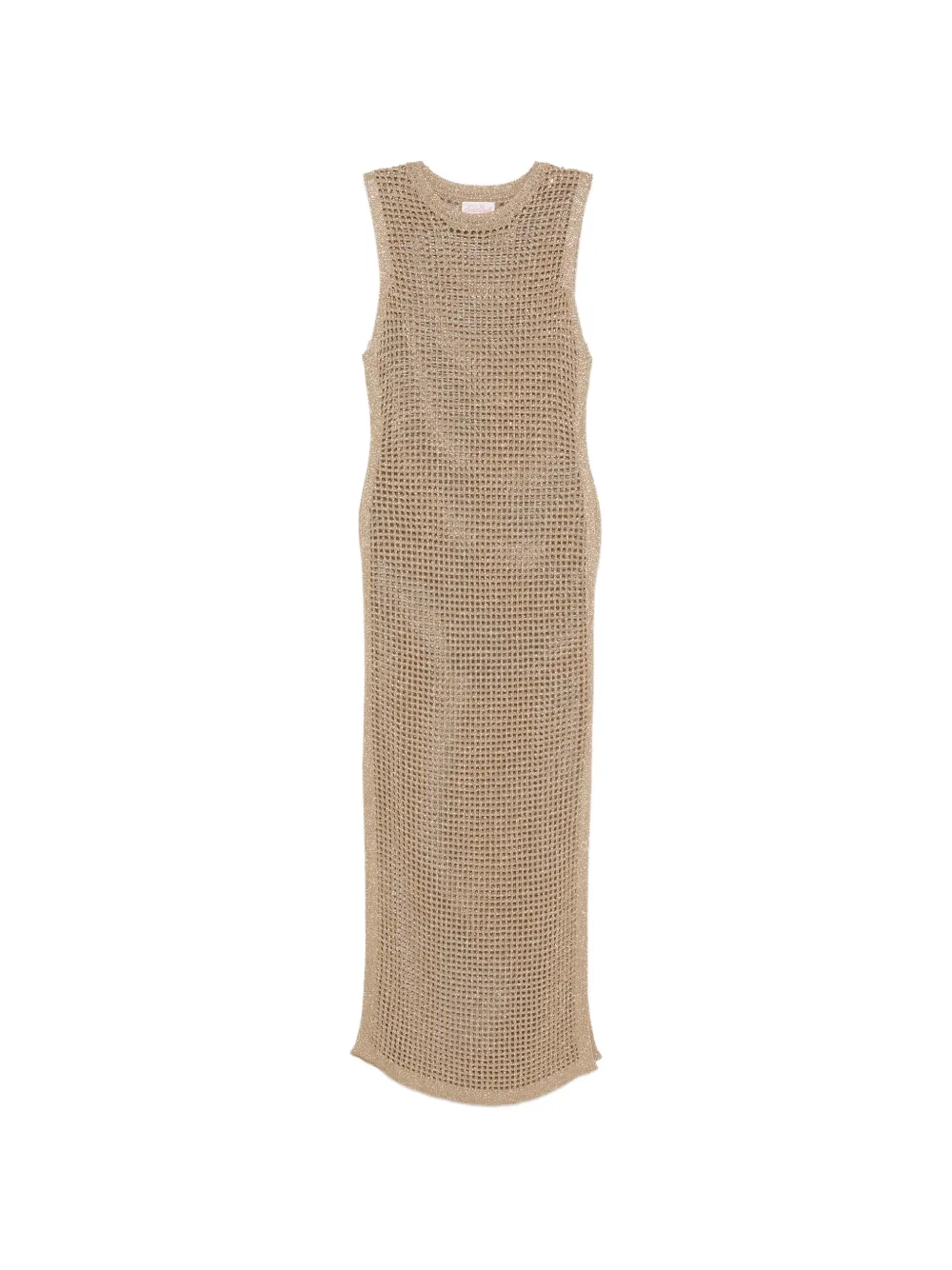 open knit maxi dress Metallic open-knit maxi dress - dark brown