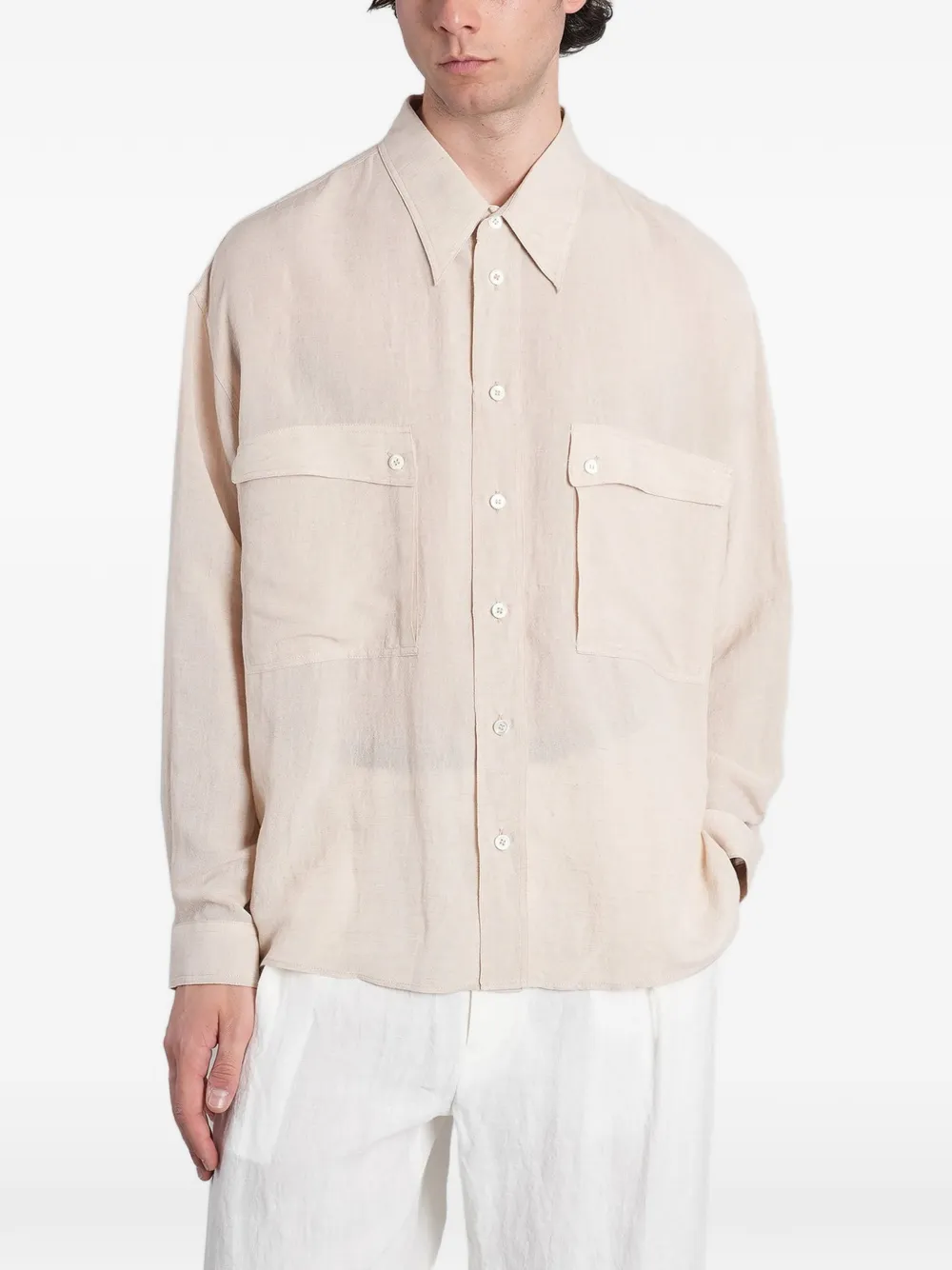 Emporio Armani flap-pocket shirt - Nude