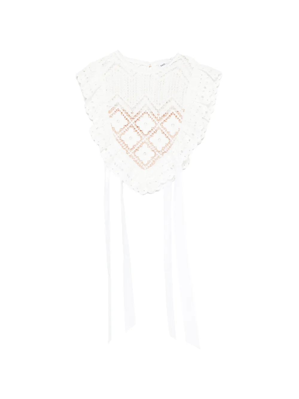 Self-Portrait guipure-lace ruffled top - White