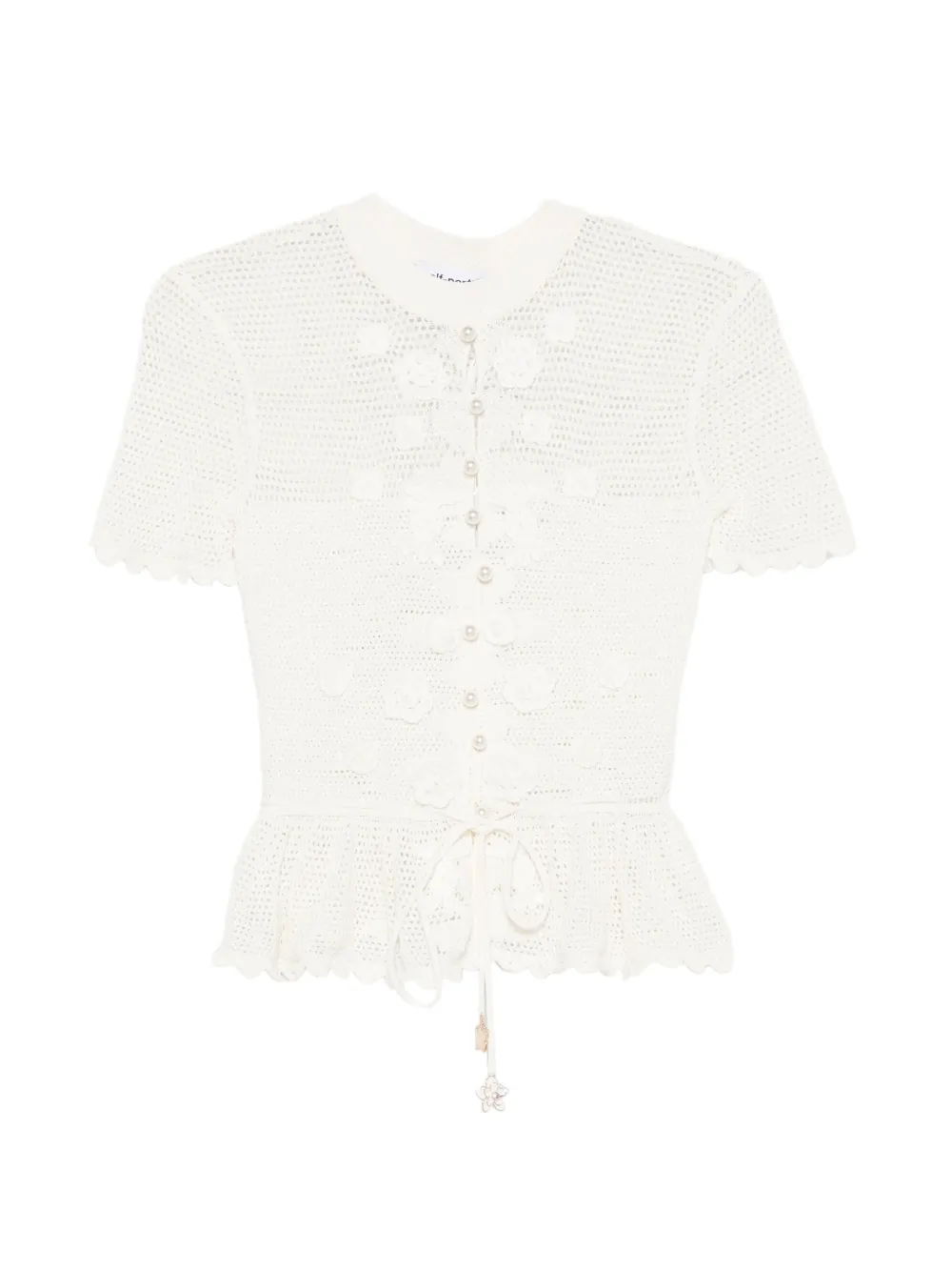 Self-Portrait crochet-knit top - White