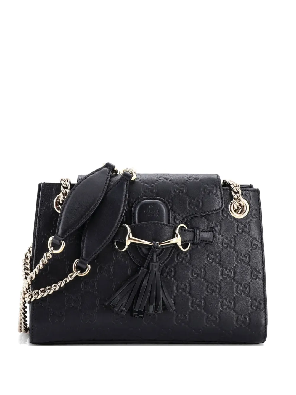 Gucci Pre-Owned Emily Chain Flap Guccissima Leather Small shoulder bag - Nero