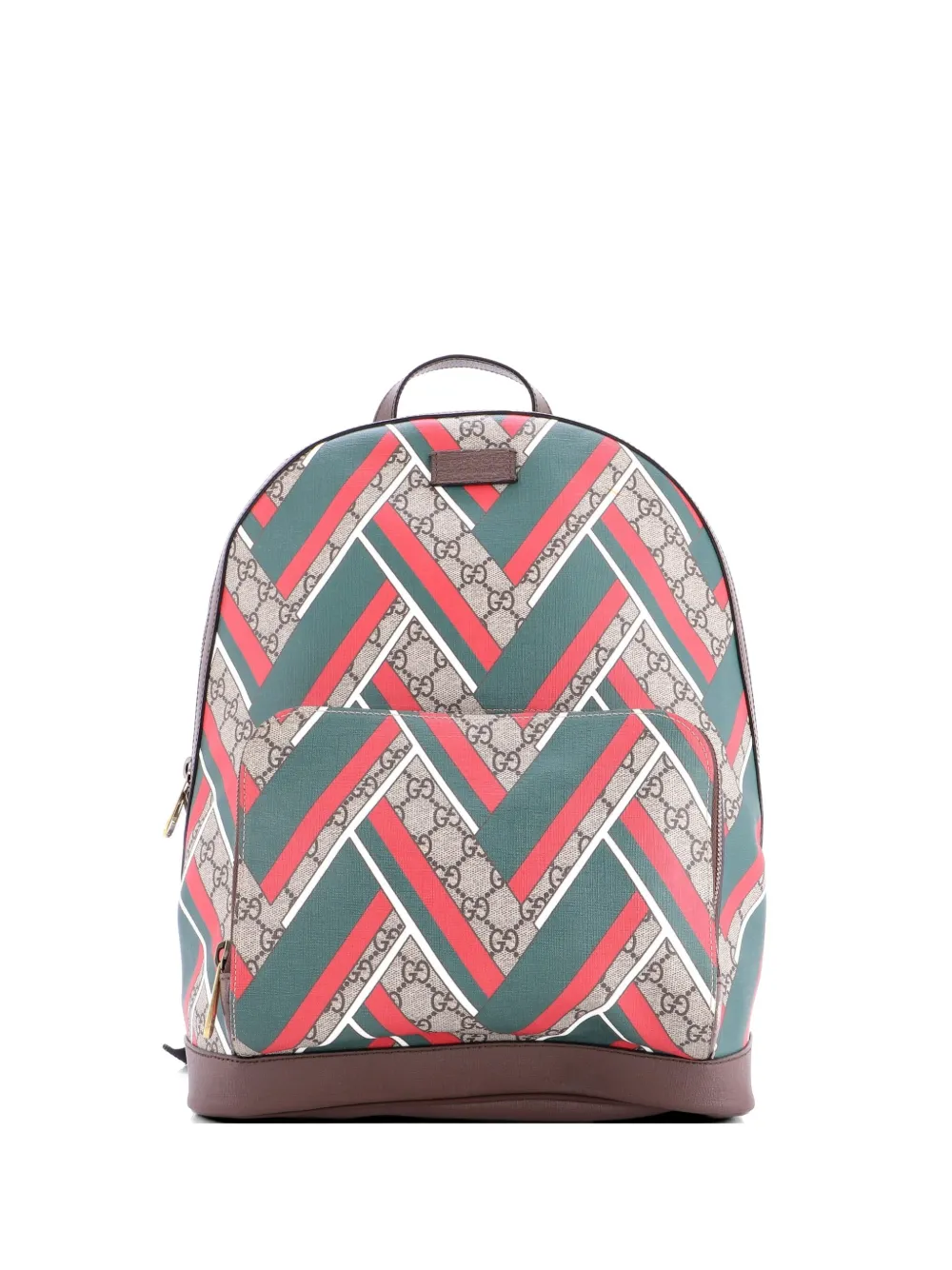 Gucci Pre-Owned Zip Pocket Printed GG Coated Canvas Medium backpack - Marrone