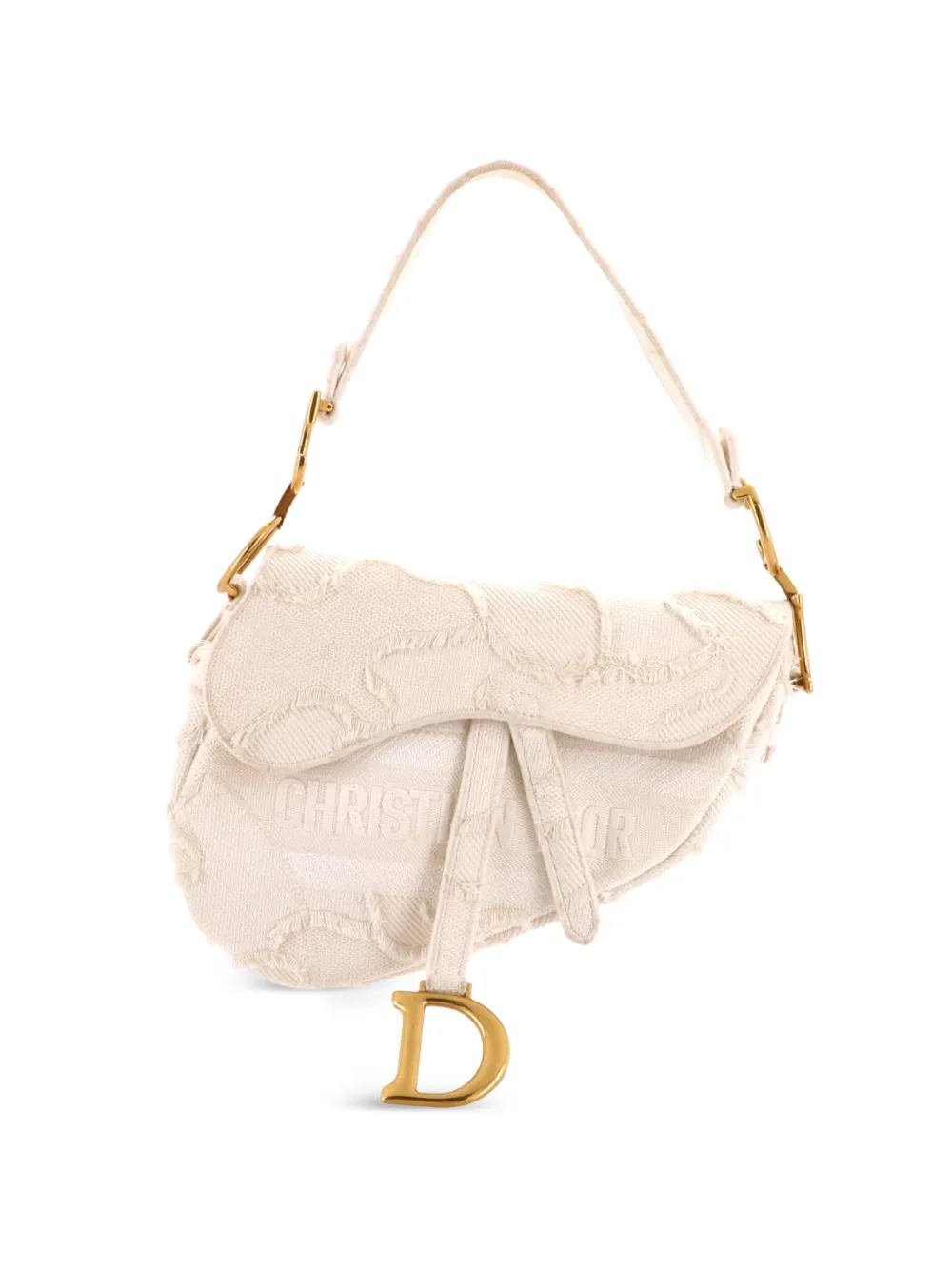 Christian Dior Pre-Owned Mittelgroße Saddle Handtasche Camouflage-Schultertasche aus Canvas - Weiß