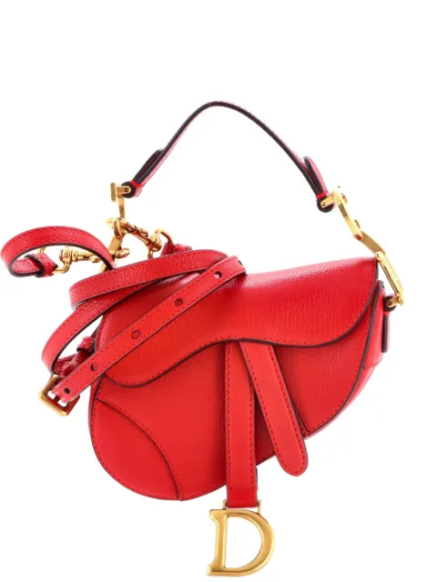 Christian Dior Pre-Owned Saddle Handbag with Strap Leather Micro shoulder bag