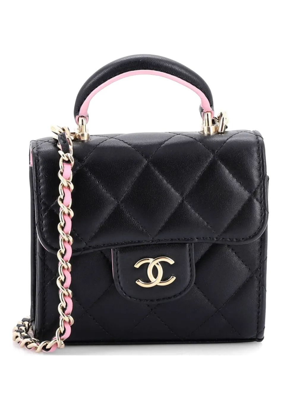 CHANEL Pre-Owned Clutch squadrata in pelle di agnello trapuntata con catena - Nero