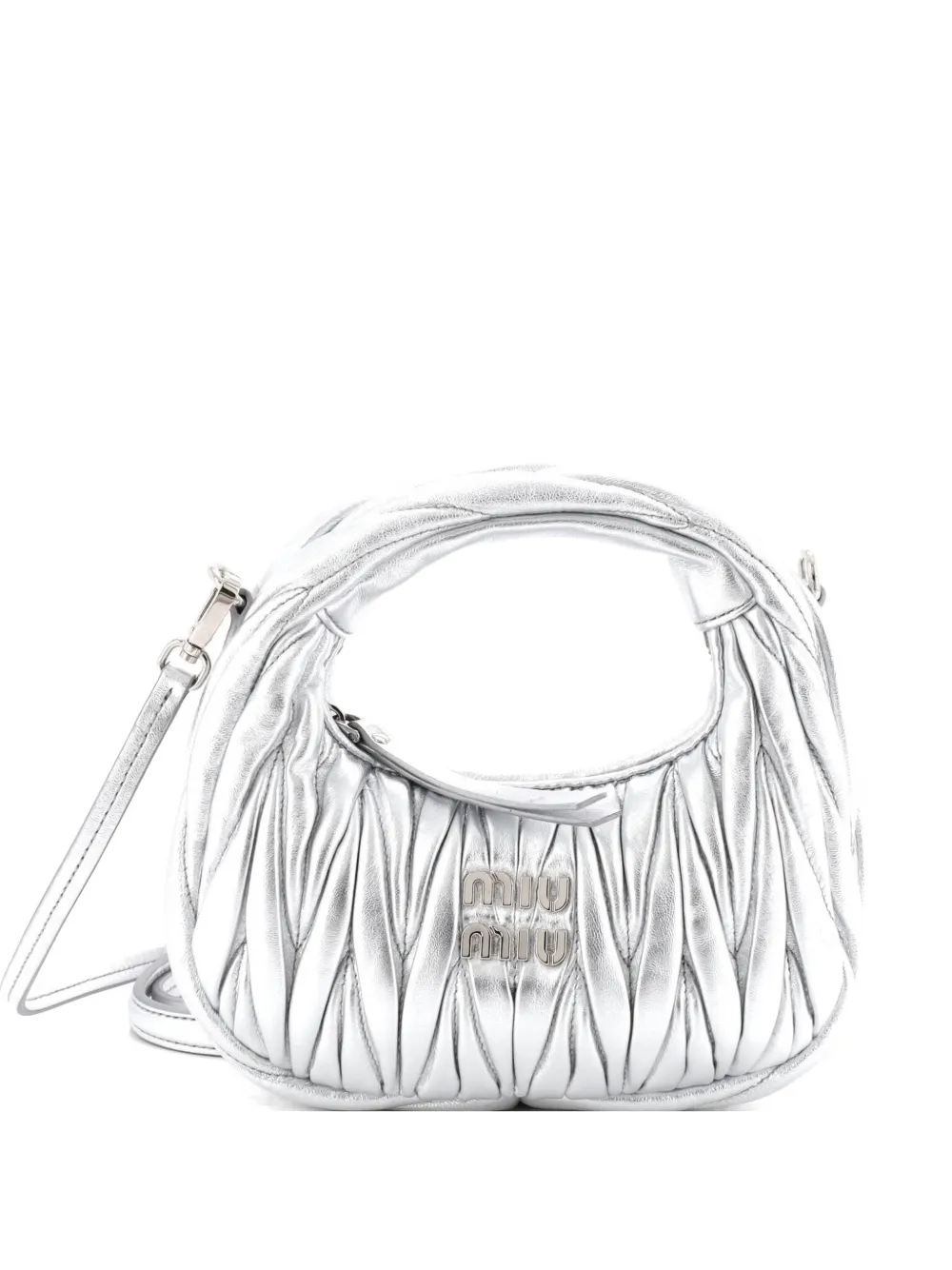 Miu Miu Pre-Owned Wander Matelasse Leather Mini hobo bag - Argento