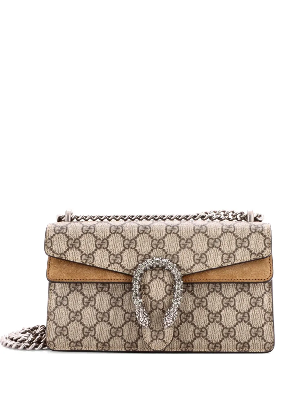 Gucci Pre-Owned Dionysus Bag GG Coated Canvas with Crystal Embellished Metal Small shoulder bag - Marrone