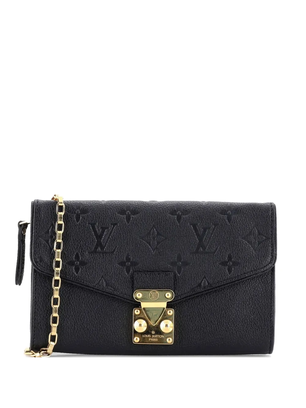 Pre-owned Louis Vuitton Saint Germain Pochette Monogram Empreinte Leather Shoulder Bag In Black