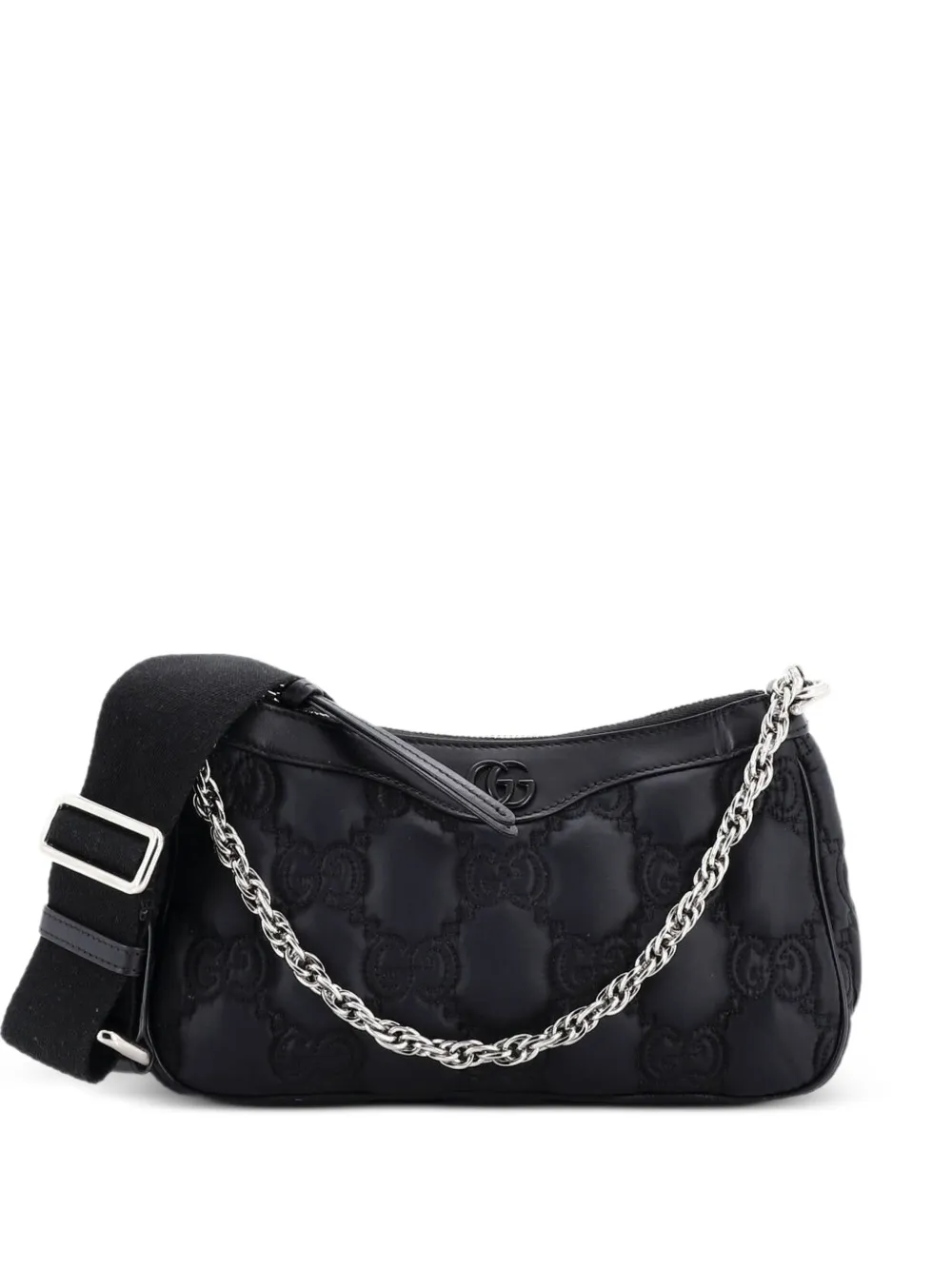 Gucci Pre-Owned Mini Zip Schultertasche mit GG-Prägung - Schwarz