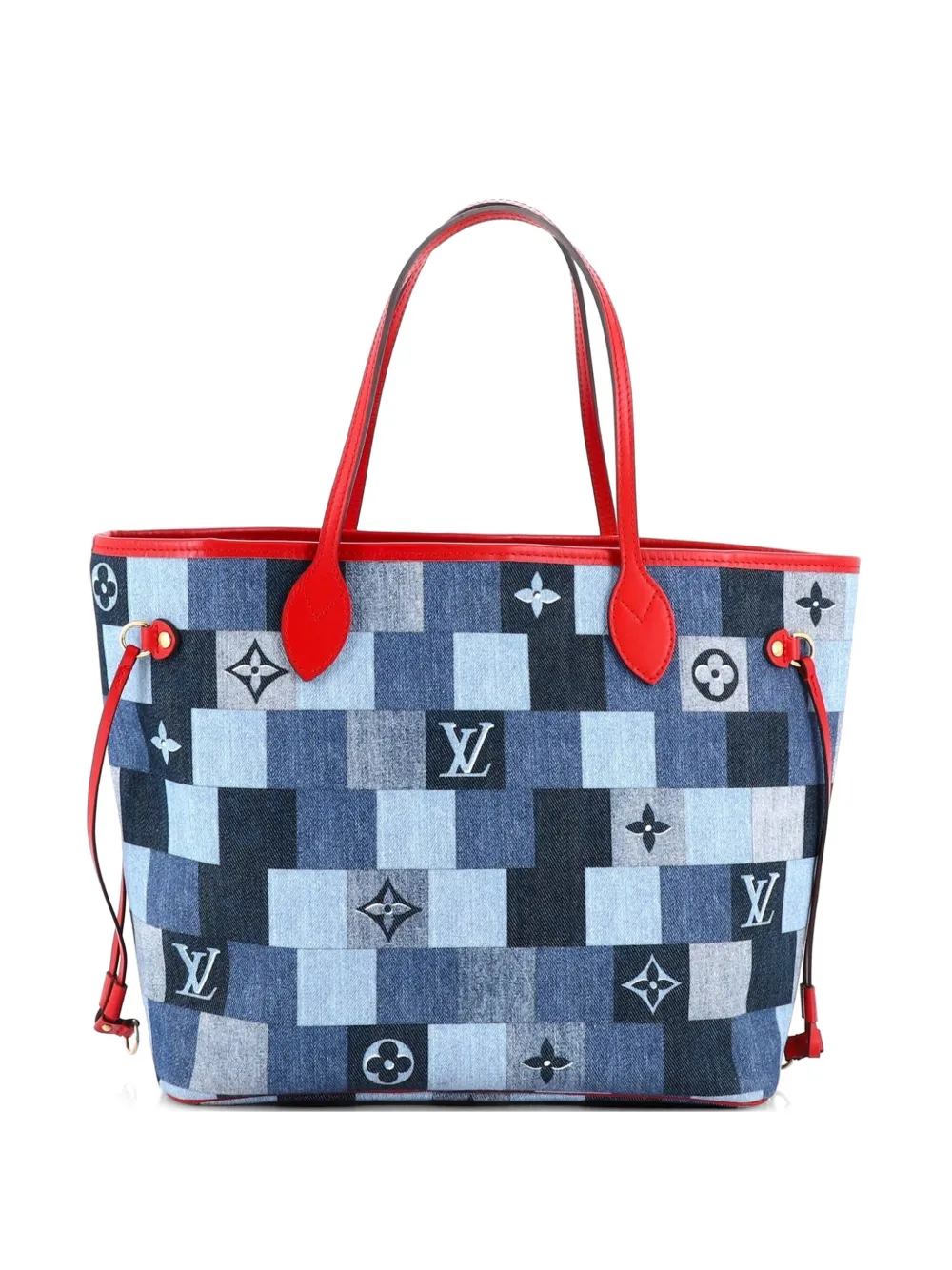 Louis Vuitton Pre-Owned Neverfull Damier Patchwork MM Tote Bag aus Denim mit Monogramm - Blau