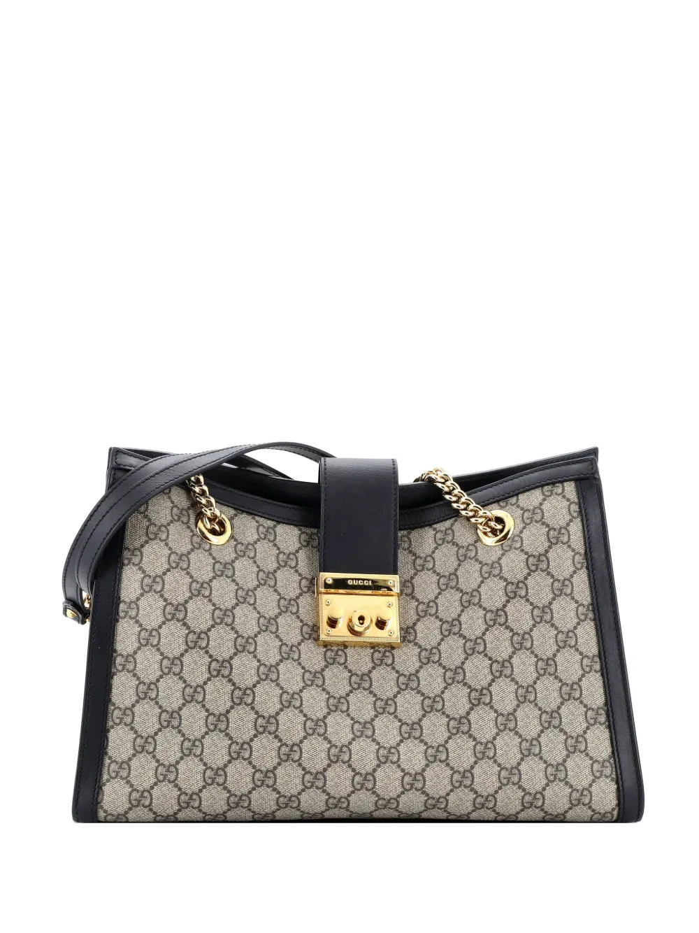 Gucci Pre-Owned Padlock Chain GG Coated Canvas with Leather Medium tote bag - Nero