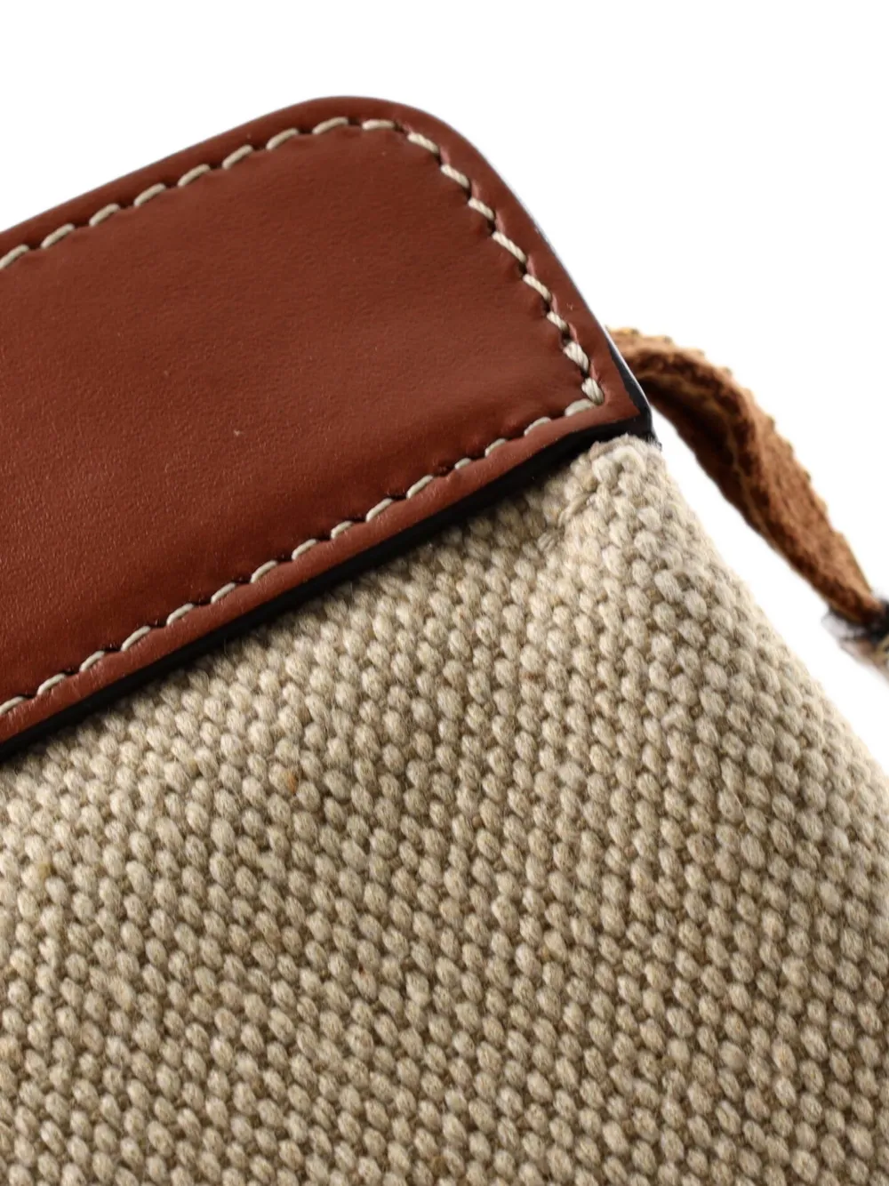 Celine Pre-owned Teen Cabas De France Bag Leather and Canvas Small Shoulder Bag in Brown, view 5