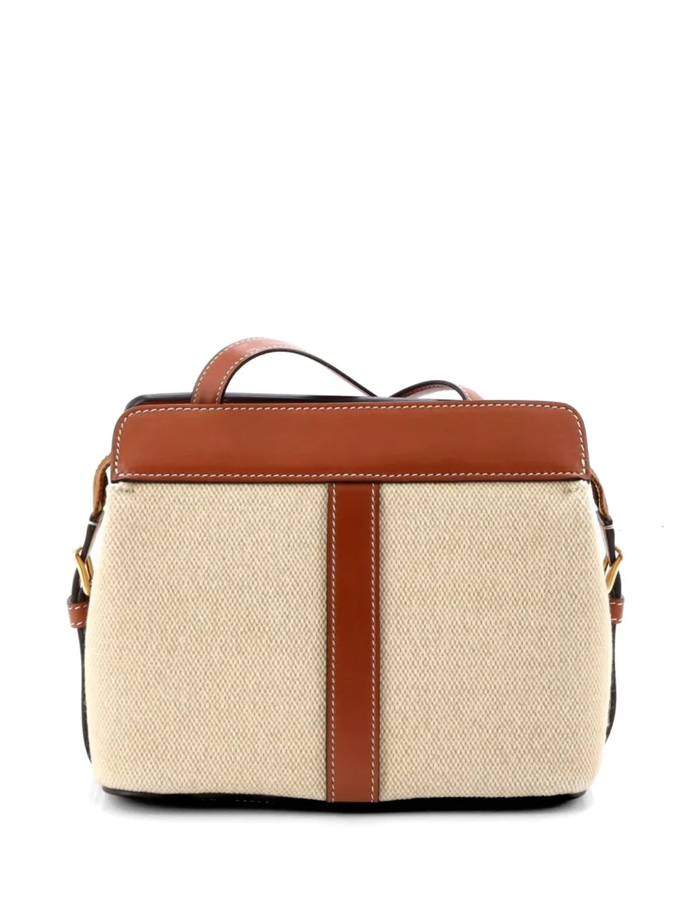 Celine Pre-owned Teen Cabas De France Bag Leather and Canvas Small Shoulder Bag in Brown, view 2
