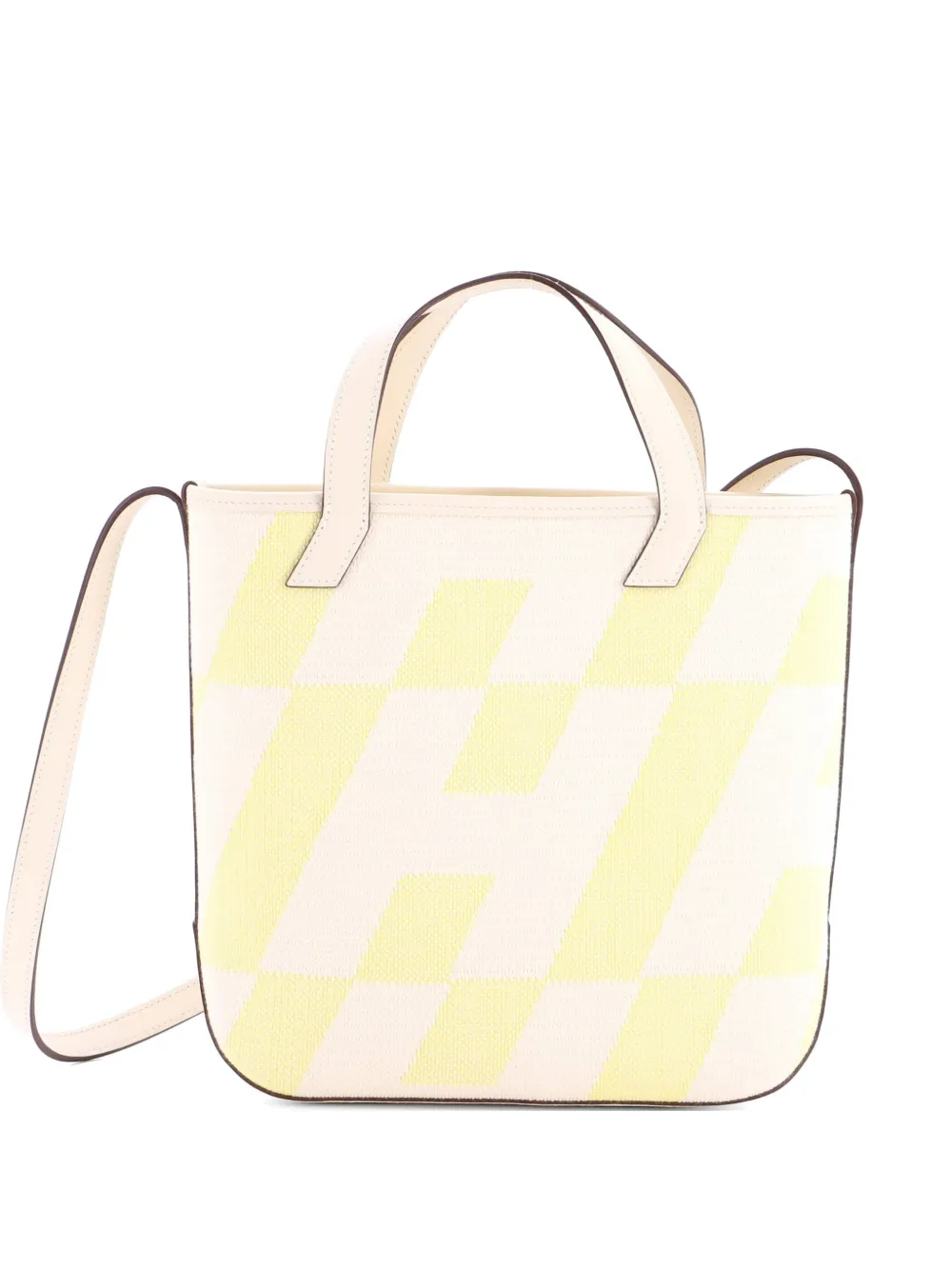 Hermès Pre-Owned Cabas H en Biais Tote Canvas with Leather 27 shoulder bag - Yellow