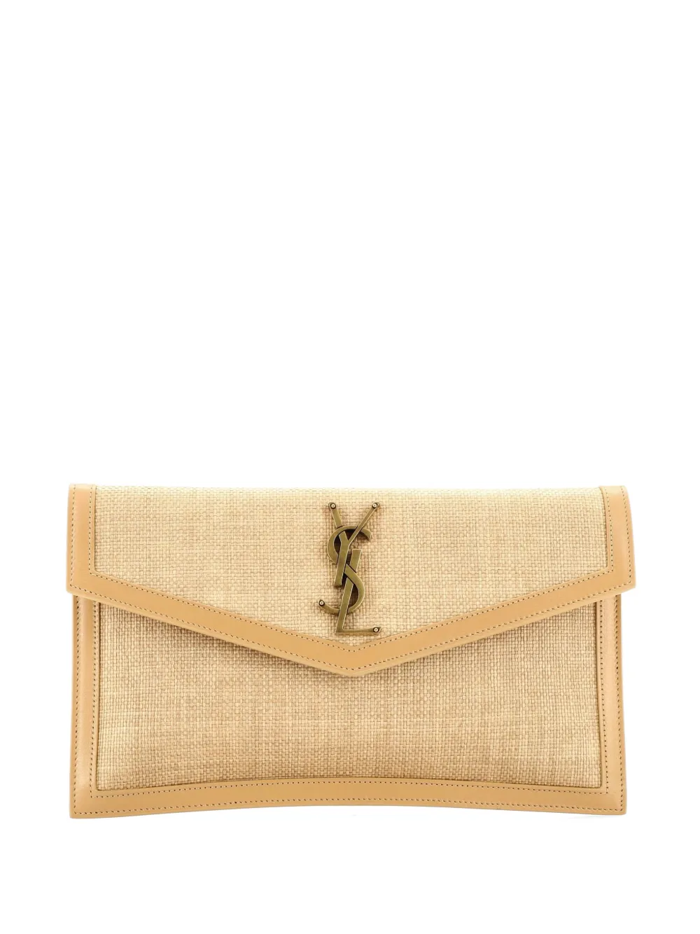 Saint Laurent Pre-Owned Uptown Pouch Raffia clutch bag - Nude