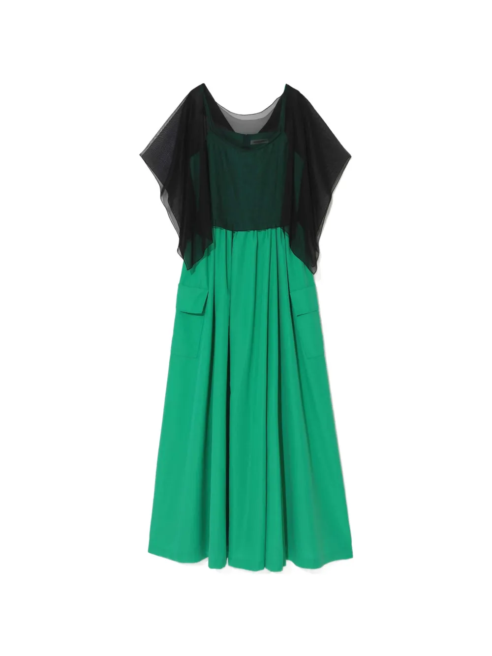 Undercover sheer-panelled cargo midi dress - Green