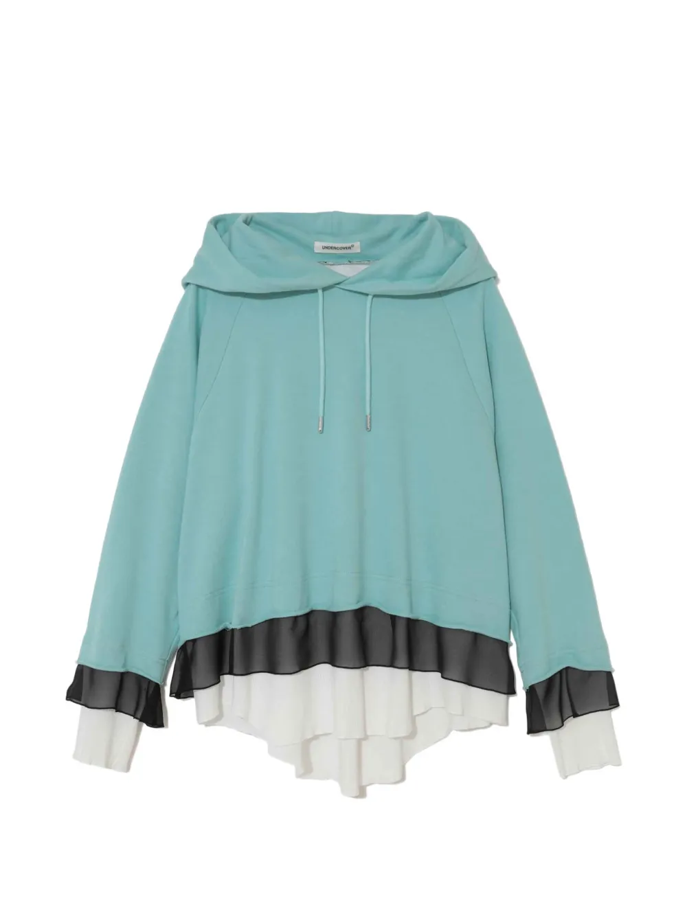 Undercover layered ruffled hoodie - Blue