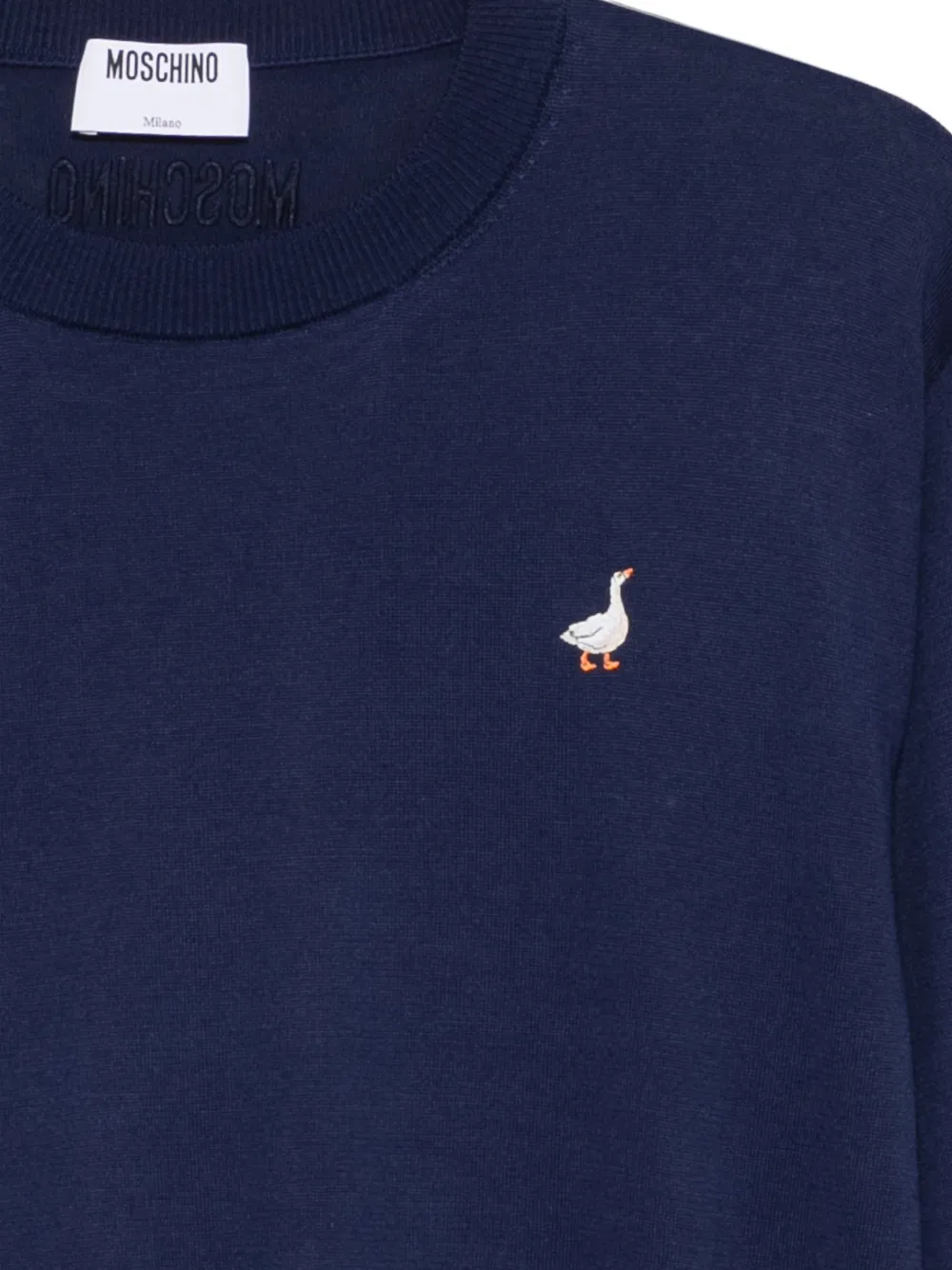 Moschino Trui met geborduurde gans Blauw