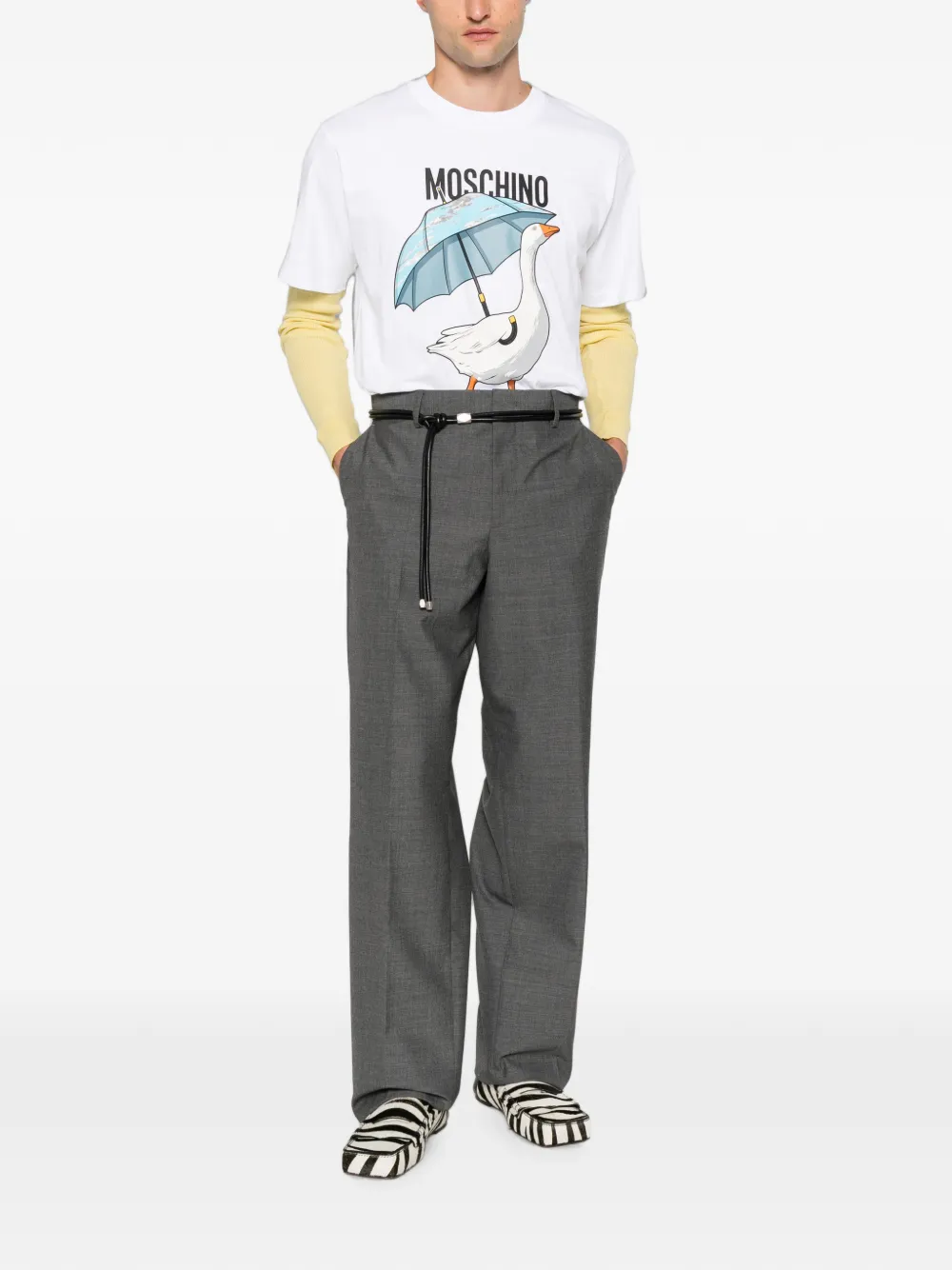 Moschino belted wide-leg trousers - Grau