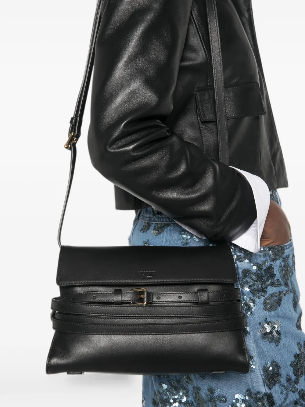 Moschino Crossbodytas met gespdetail Zwart