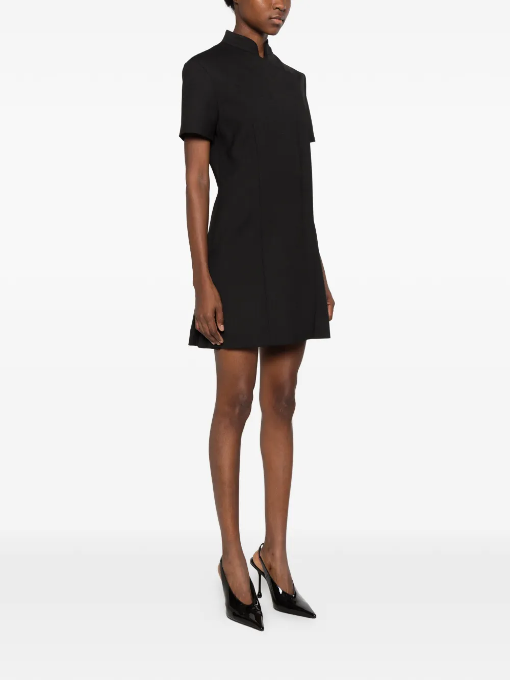Coperni Clinical high-neck short-sleeve mini dress Zwart