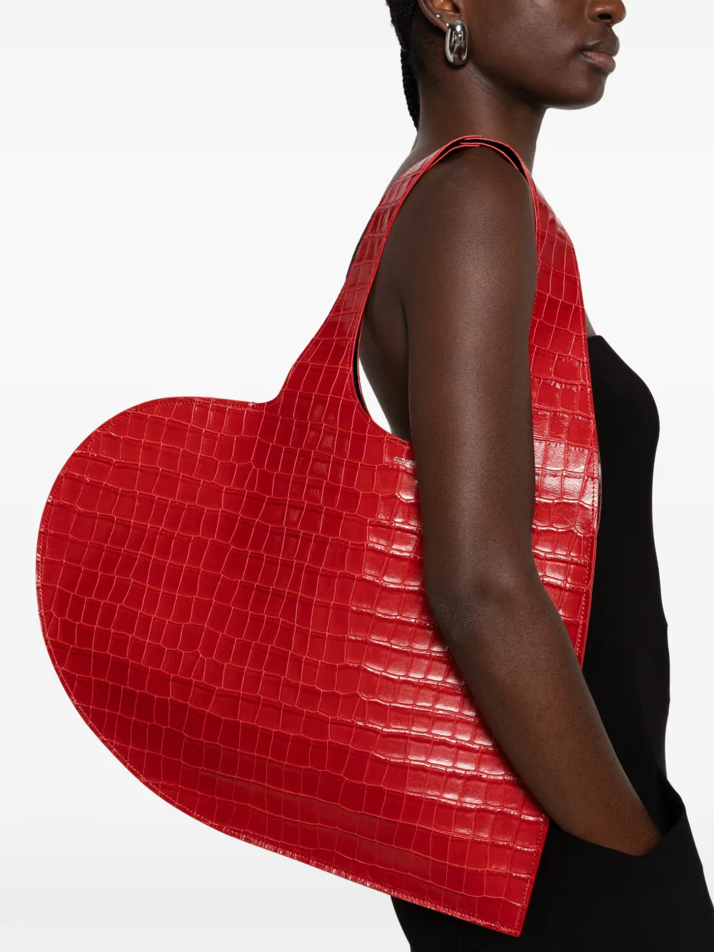 Coperni Heart schoudertas met krokodillen-reliëf Rood