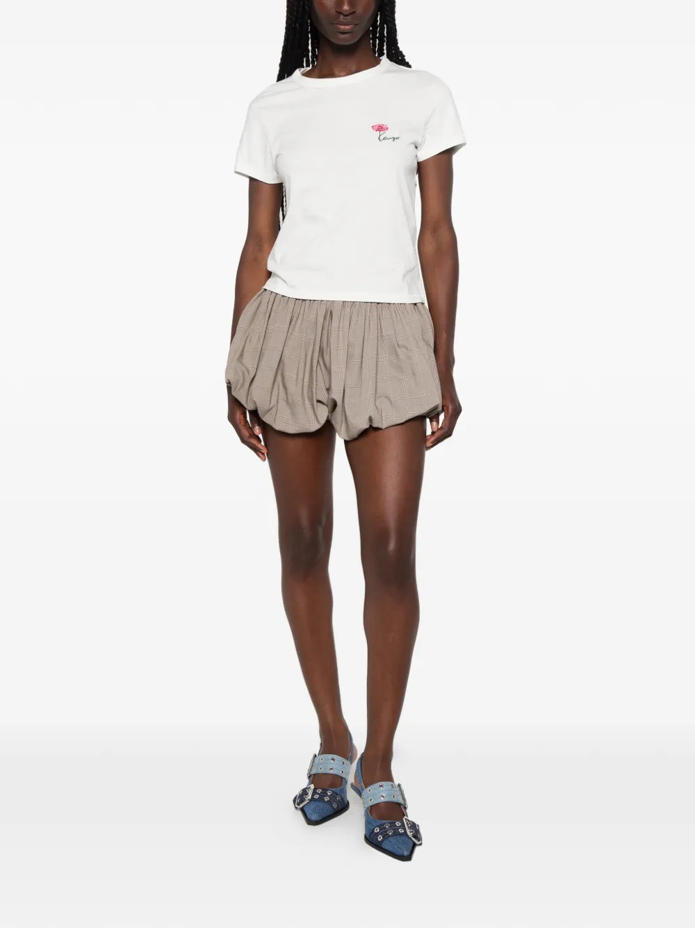 Kenzo T-shirt met geborduurde bloemen Wit
