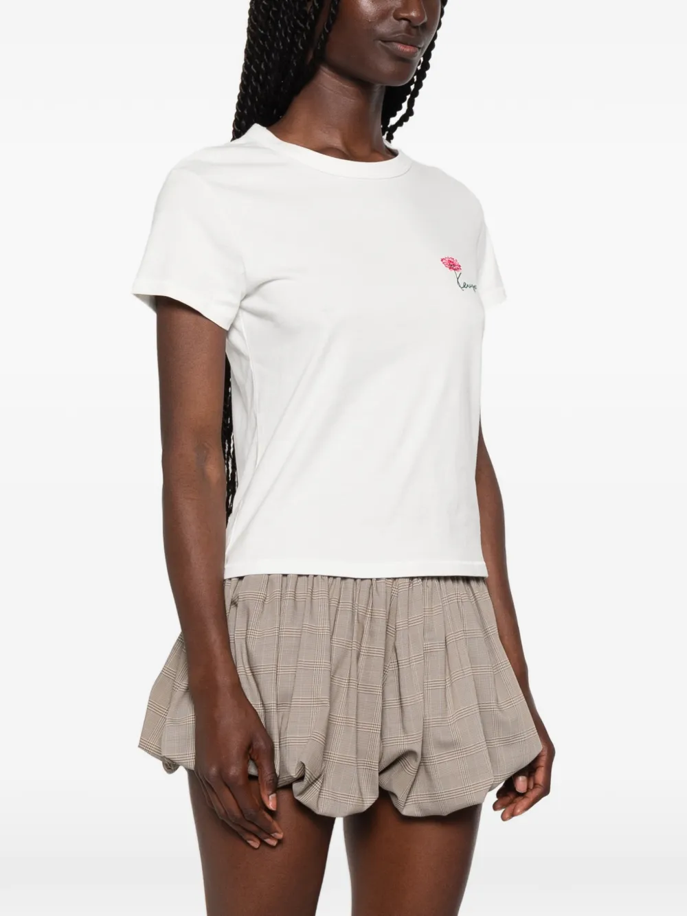 Kenzo T-shirt met geborduurde bloemen Wit
