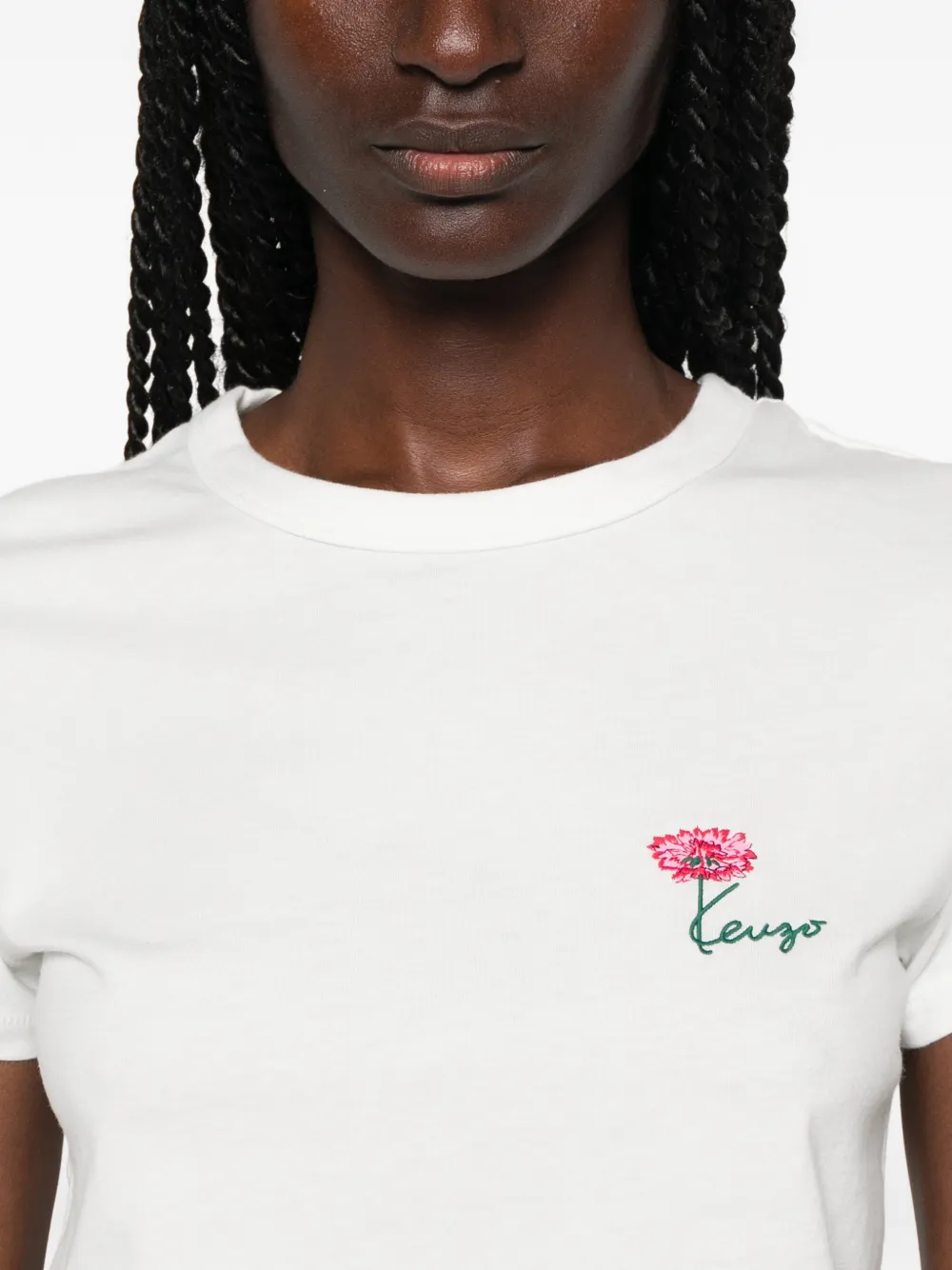 Kenzo T-shirt met geborduurde bloemen Wit