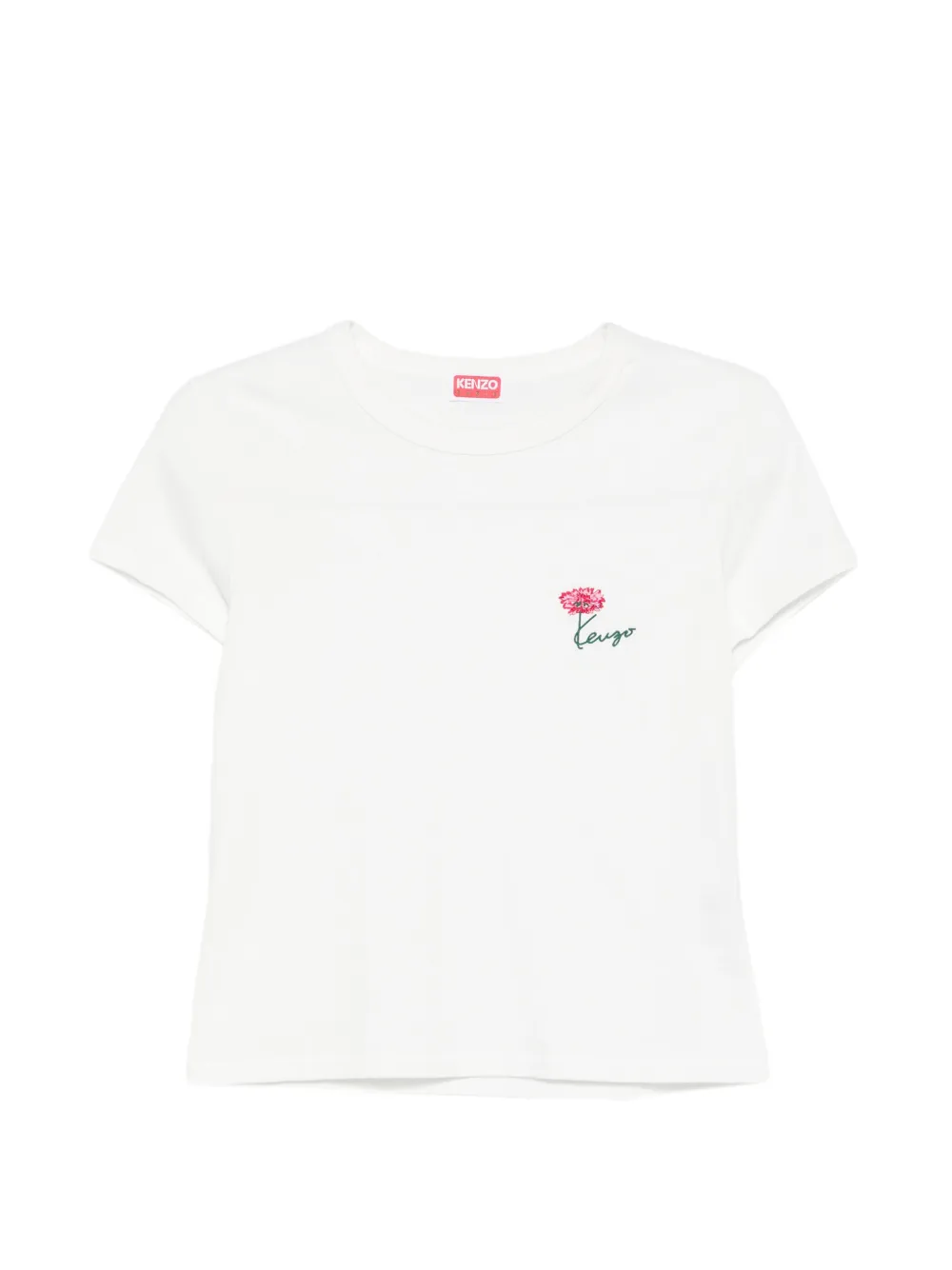 Kenzo flower-embroidered T-shirt - Bianco