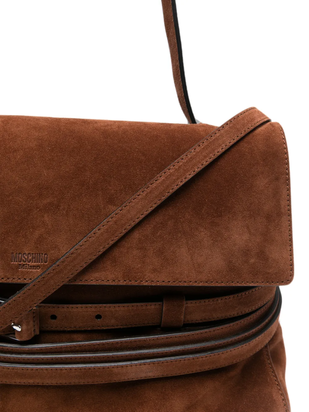 Moschino Suède shopper met riemdetail Bruin
