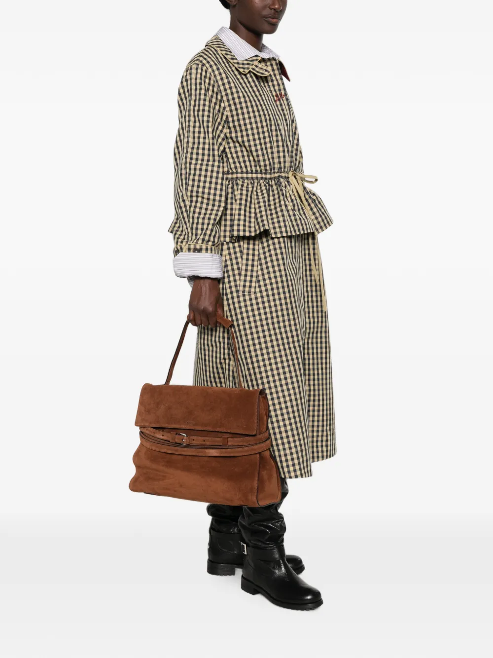 Moschino Suède shopper met riemdetail Bruin
