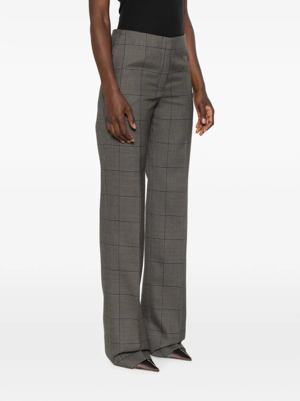Mugler Houndstooth-pattern Tailored Trousers in Grey, view 3